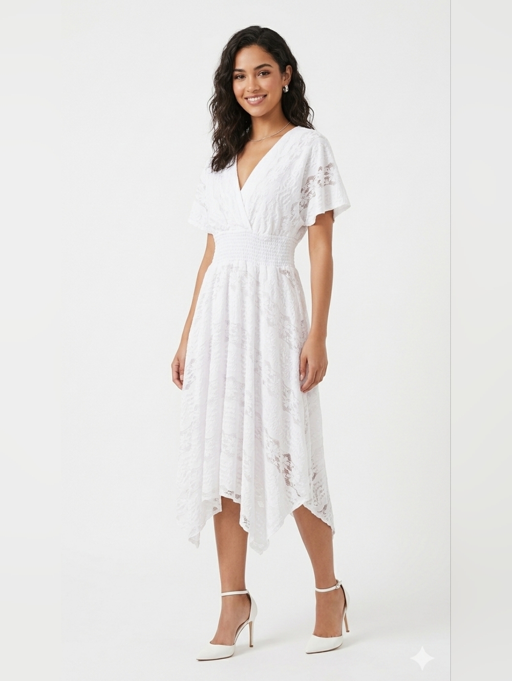 Rabbit Rabbit Rabbit Design White Lace Dress, Size 8 - Picture 4 of 12